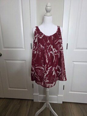 Lane Bryant Sleeveless Blouse: Burgundy Tops Women's Size 22 Plus